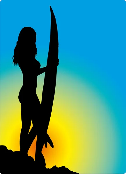 Surfer babe — Stockvector