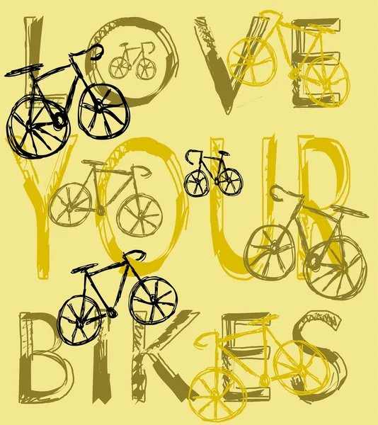 Me encantan tus bicis — Vector de stock