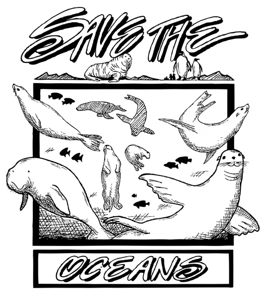 Die Ozeane retten — Stockvektor