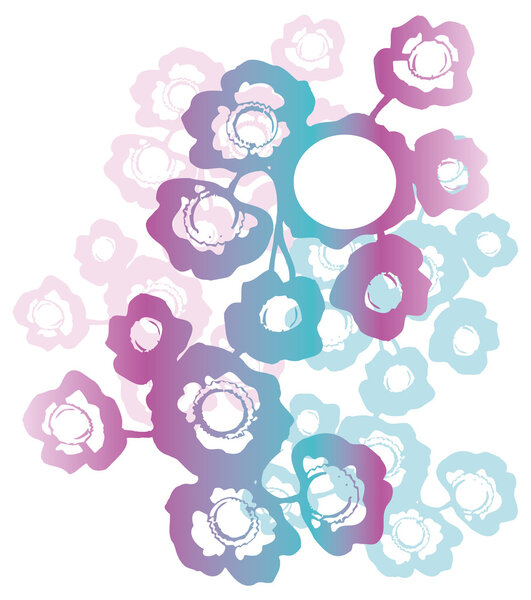 Blue fowers on white background