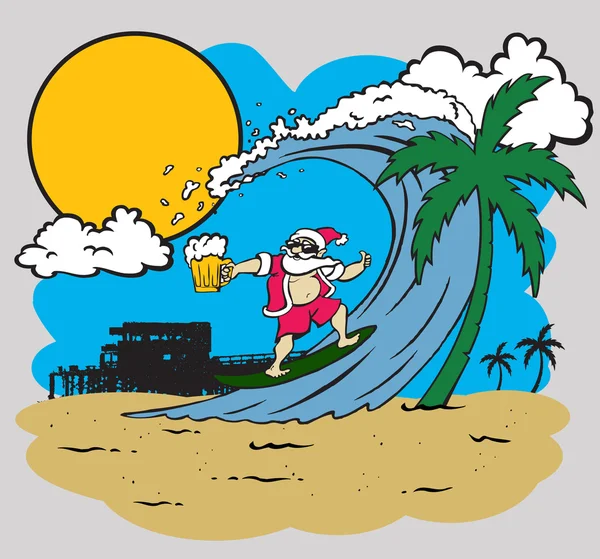 Surf santa —  Vetores de Stock