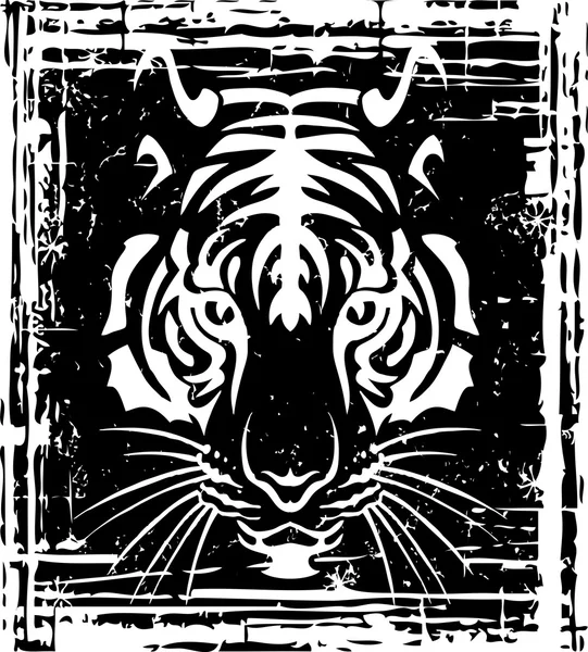 Tigre, noir et blanc — Image vectorielle