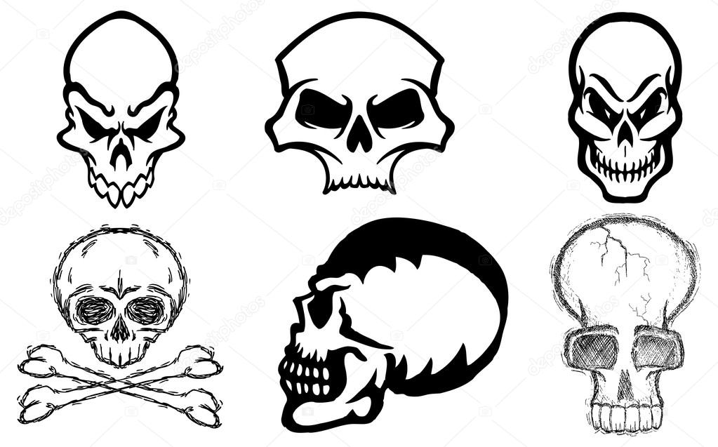 Skulls, black and white