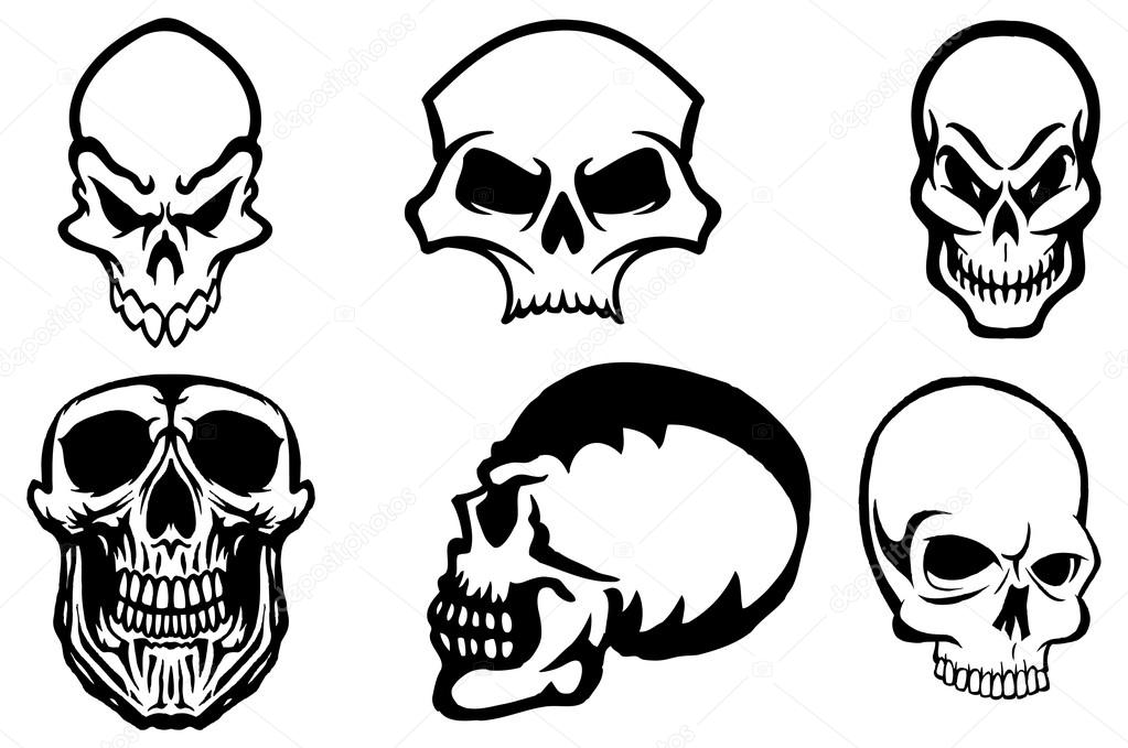 Skulls, black and white