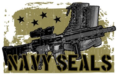 Donanma Seals askeri unsurları ile yazı