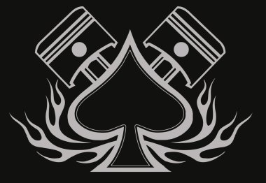 Ace of spades with pistons clipart