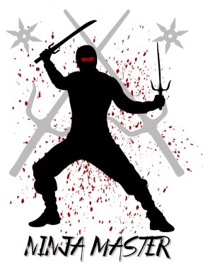Ninja siluet sloganıyla Ninja ustası