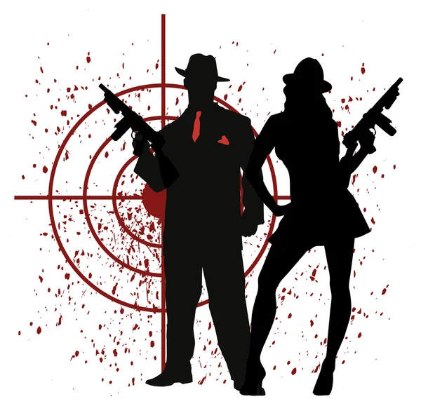 Pareja de mafiosos — Vector de stock