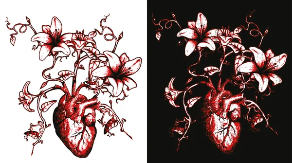 Λουλούδια που αυξάνεται από την καρδιά — Διανυσματικό Αρχείο