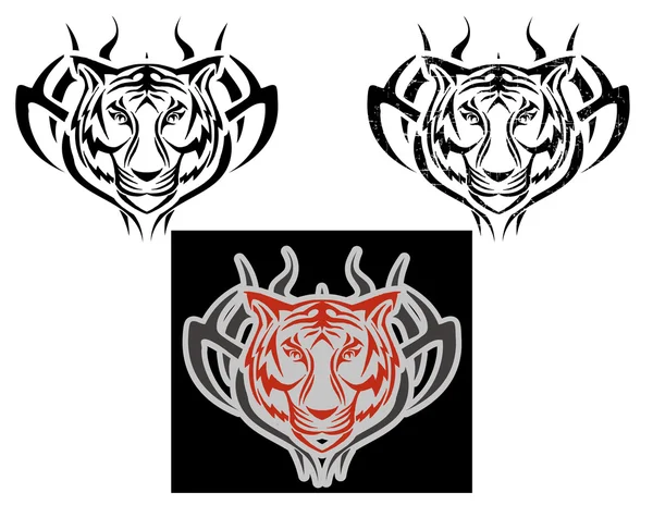 Black tiger head — Stock Vector