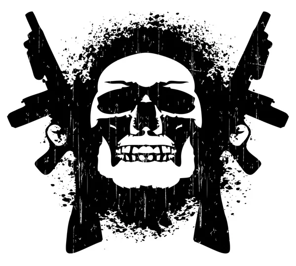 Cráneo y arma — Vector de stock
