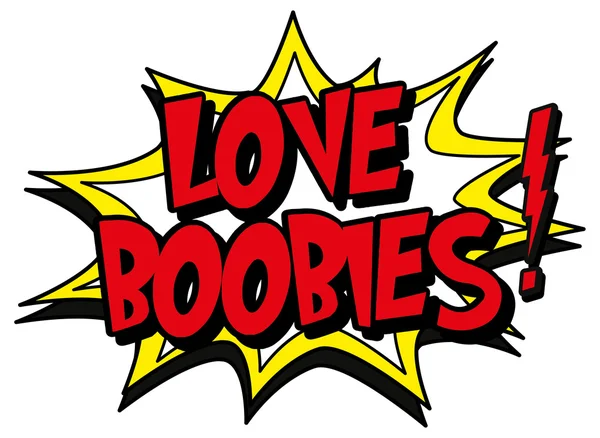 Explosie zeepbel liefde boobies — Stockvector