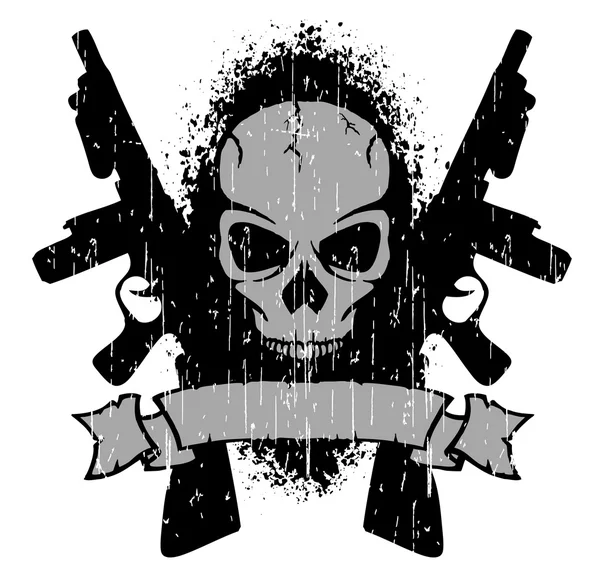 Totenkopf und Waffen — Stockvektor