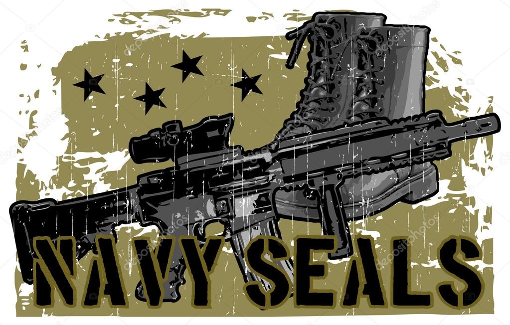 Navy Seals lettering with military elements