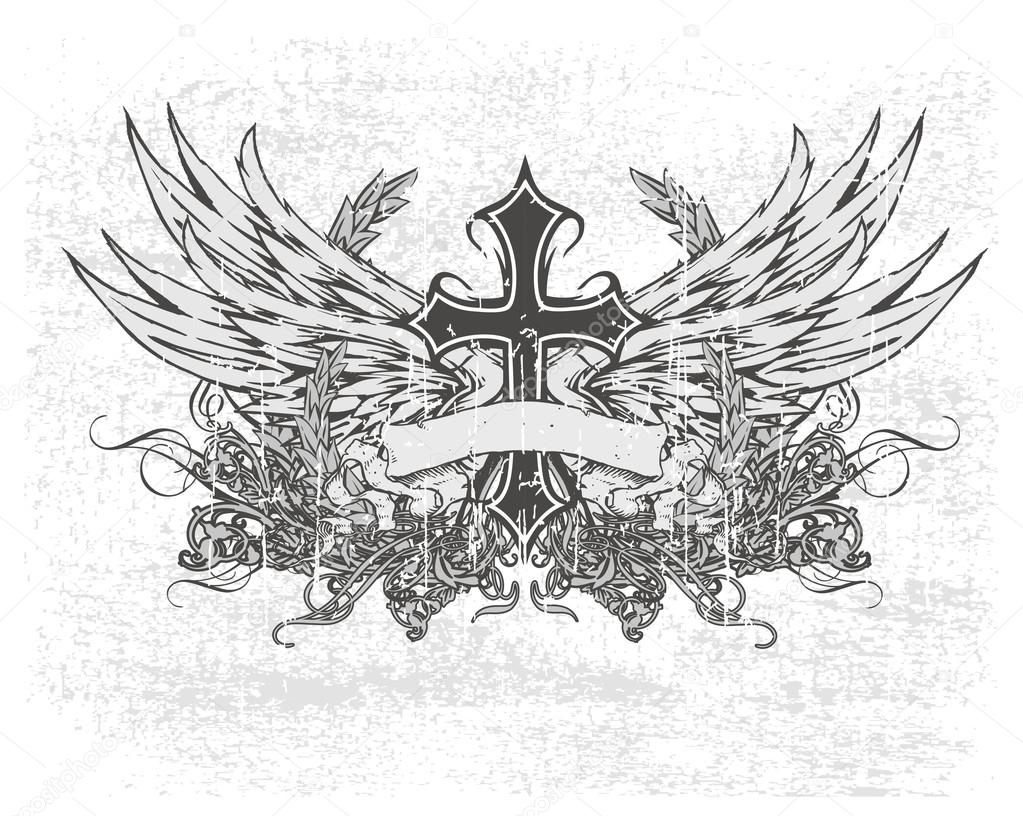 Cross and wings