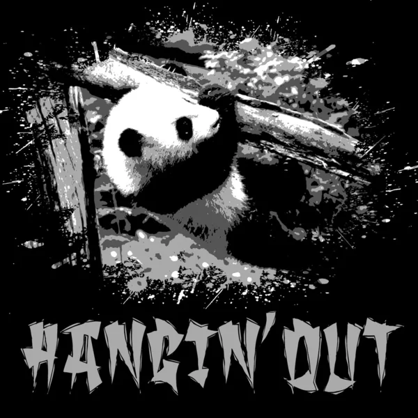 Jeune panda accroché à la forêt de bambous — Image vectorielle