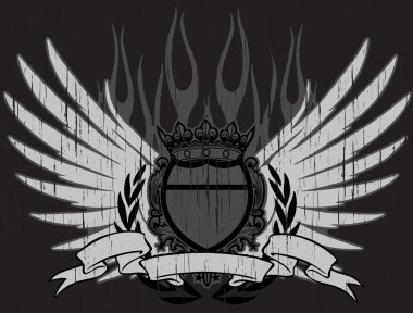 Vintage emblem with shield and crown