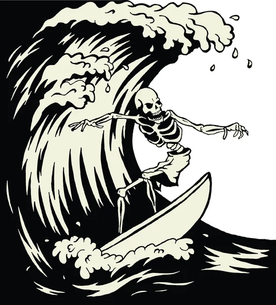 Skeleton surfer — Stockvector