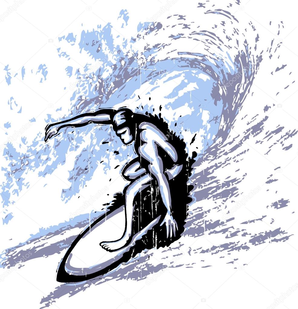 Surfer and big wave.