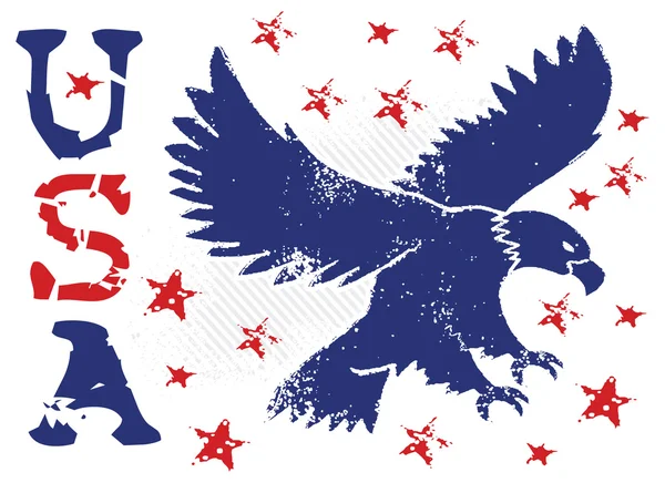 Americká vlajka a eagle grunge — Stockový vektor