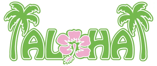 Lettrage vectoriel Aloha avec fleur — Image vectorielle