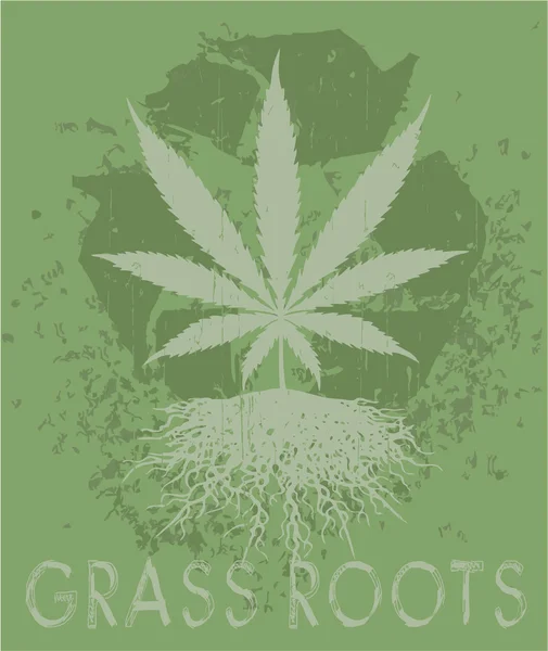 Grunge marihuana blad embleem — Stockvector