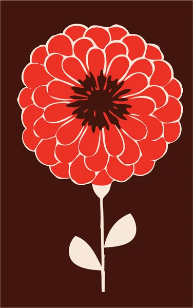 Fleur rouge sur fond brun . — Image vectorielle