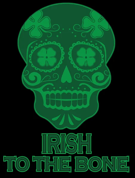 .Verde afortunado cráneo irlandés — Vector de stock