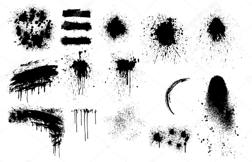 Ink splat set on the white background.