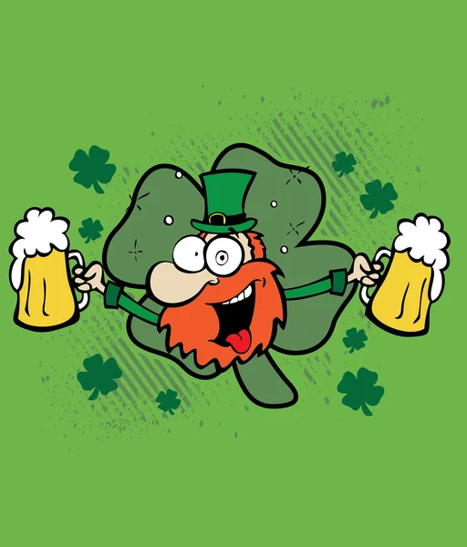 Bira, St. Patrick'ın günü logosu ile İrlandalı adam — Stok Vektör