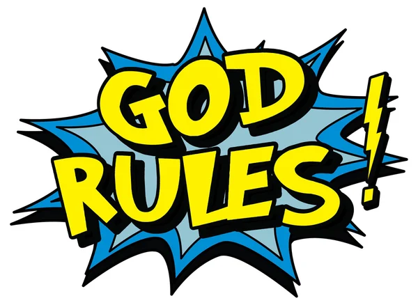 Cartoon speech bubble - God rules sign — Stock Vector