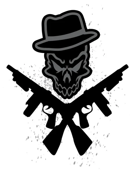 Gangster, mitrailleuse et bannière — Image vectorielle