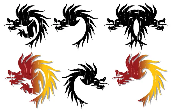 Varios tipos de dragones estilizados — Vector de stock