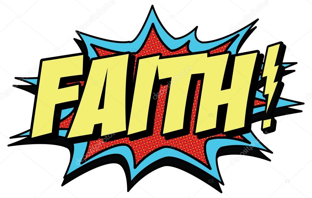 Faith word in comic style on white background