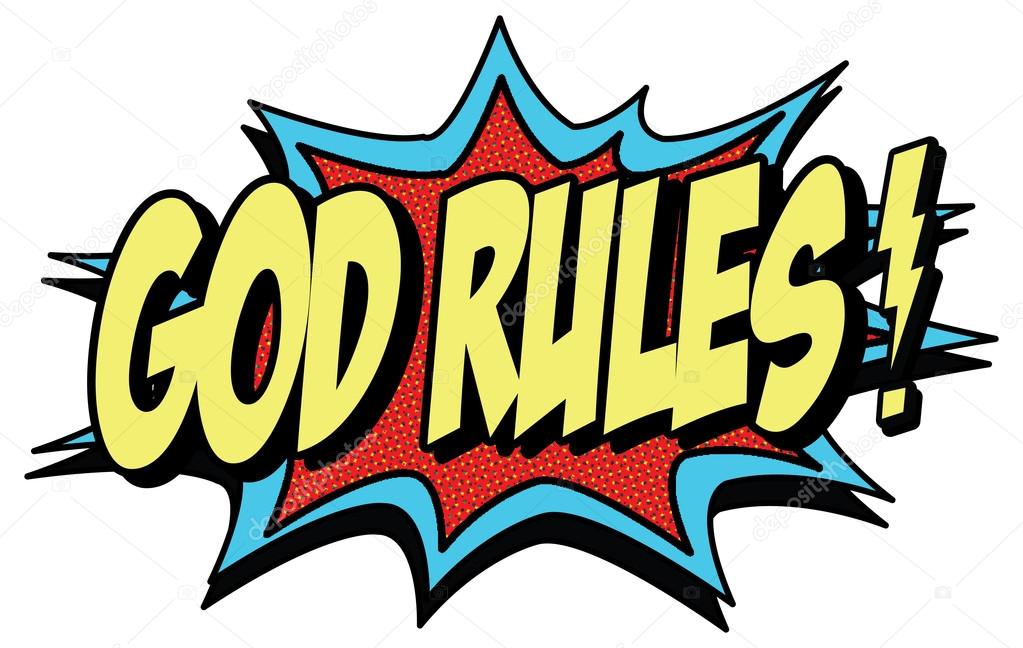 God rules sign in comic style
