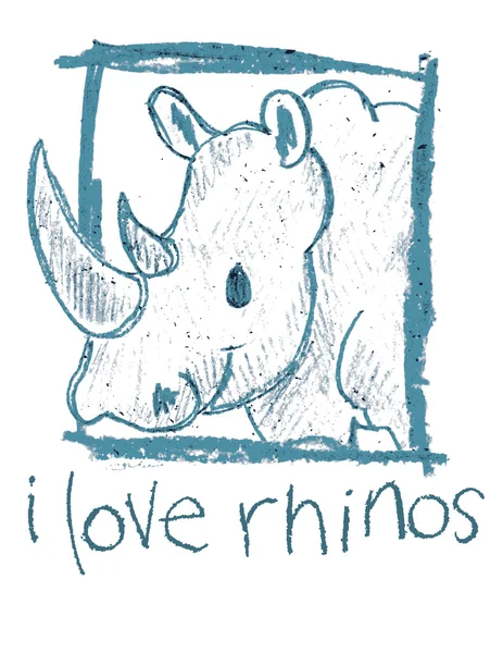 J'adore les rhinos. ! — Image vectorielle