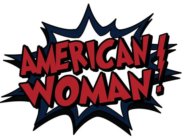 Palavra mulher americana em estilo cômico — Vetor de Stock
