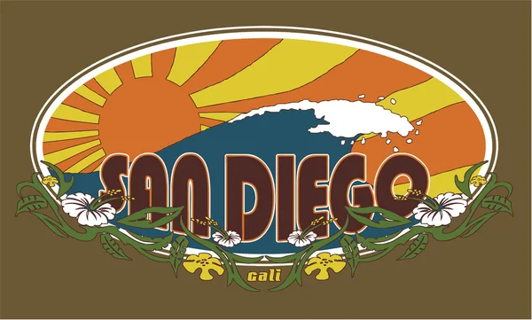 老式的 San Diego，加利福尼亚州 — 图库矢量图片