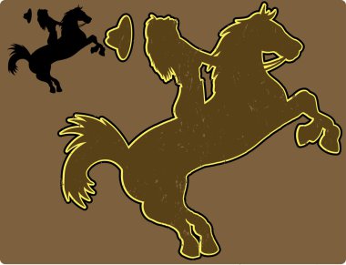 Cowgirl riding horse silhouettes clipart