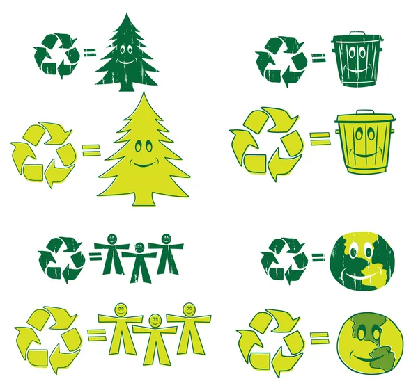 Illustration of recycling with ecological icons — Stock Vector