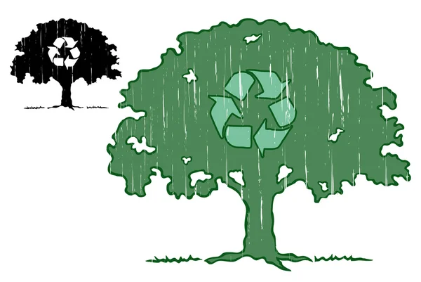 Arbre avec symbole de recyclage — Image vectorielle