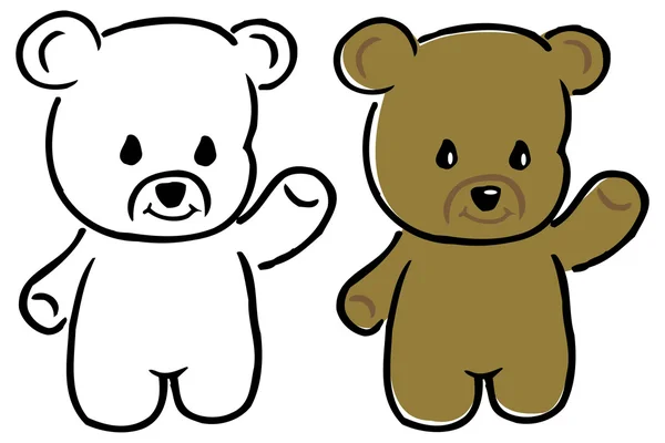 Zeichentrick-Teddybär in zwei Versionen — Stockvektor