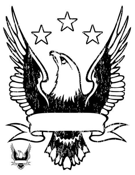 Emblema com águia e fita . — Vetor de Stock