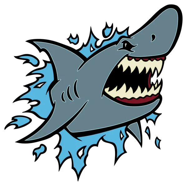 Great White Shark ripping with opened mouth — Stock Vector