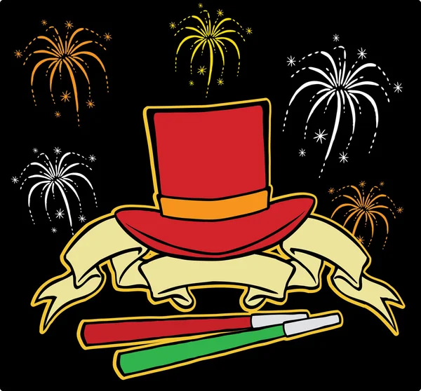Új év Party klasszikus henger kalap — Stock Vector