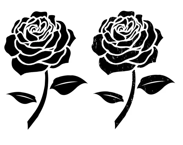 Black Silhouette Of Two Rose Flowers — стоковый вектор