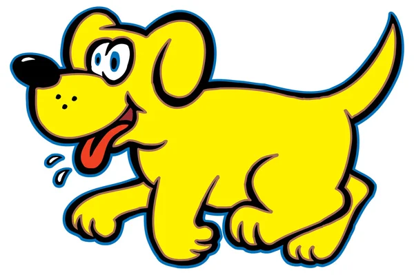 Carino giallo cane dei cartoni animati — Vettoriale Stock