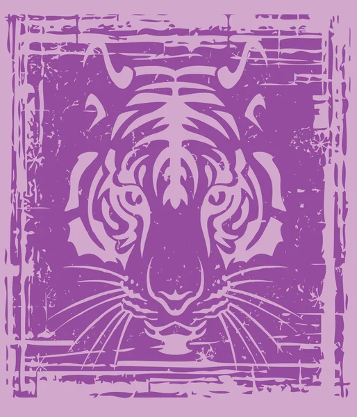 Visage tigre rose et pourpre — Image vectorielle