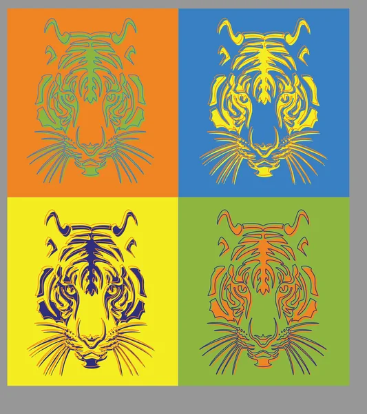 Plats de tigre colorés — Image vectorielle
