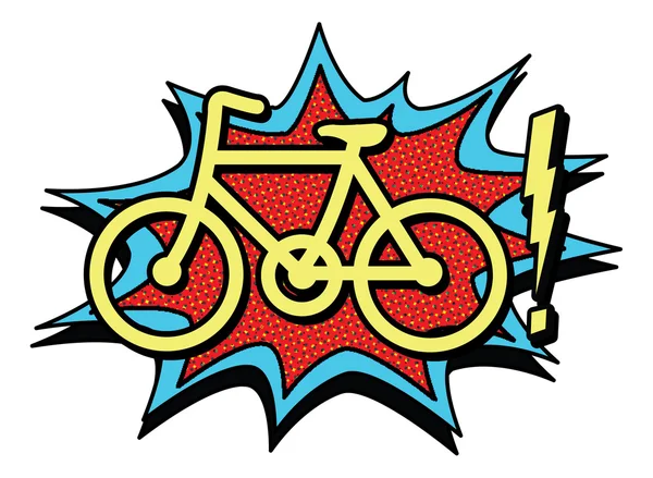 Bicicletta a fumetti, colore stile doodle — Vettoriale Stock